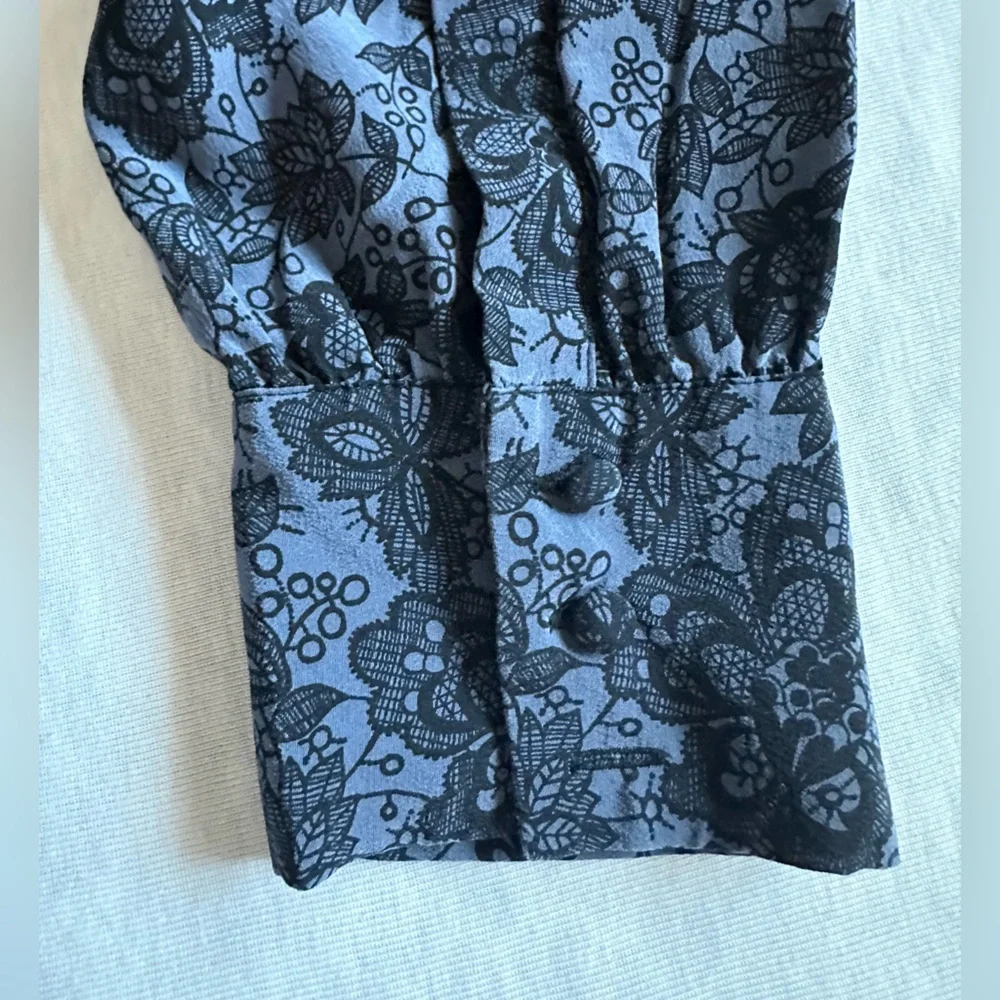Scoop NYC Silk Large Black neck tie Dress Top - Picture 7 of 14